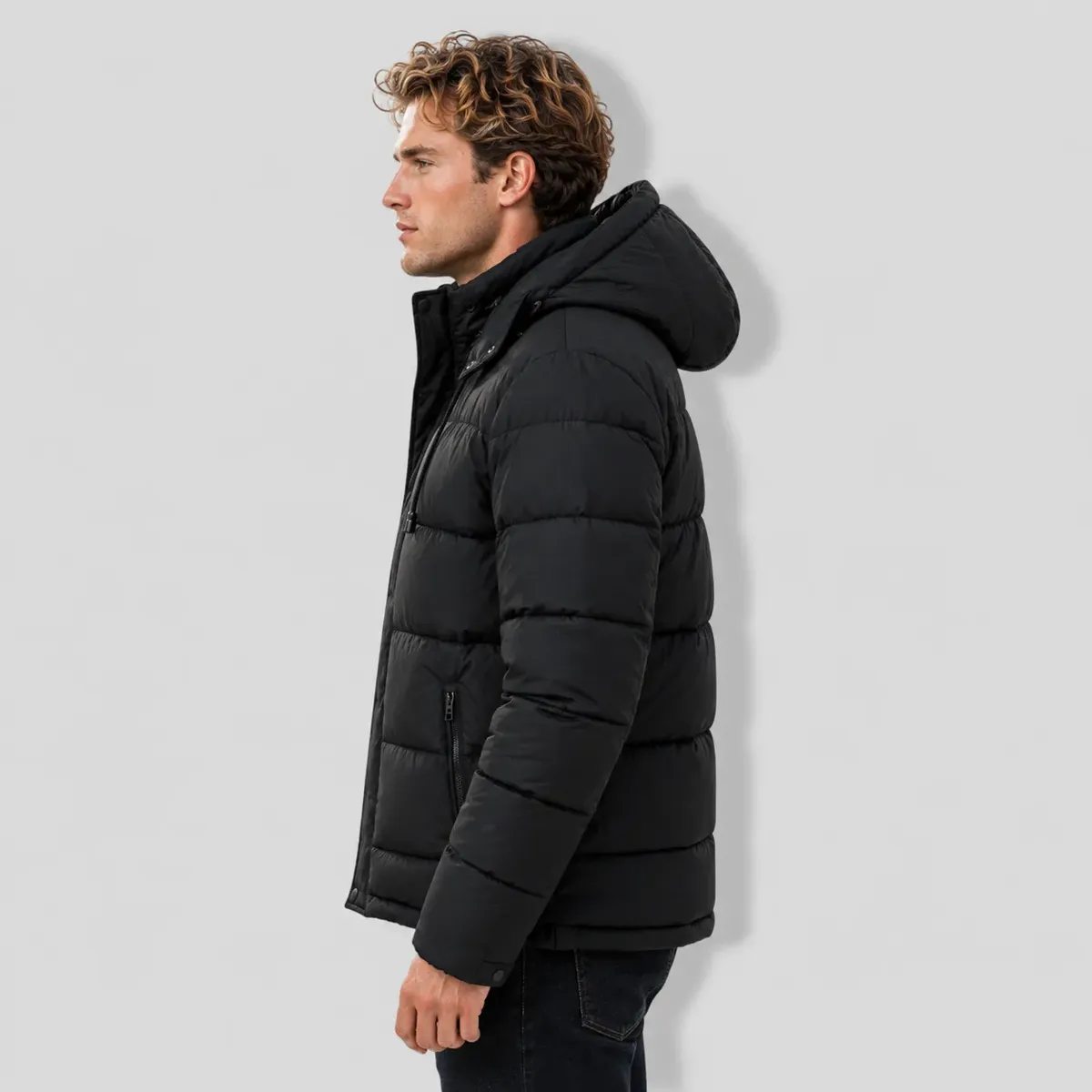 Jaqueta Bobojaco masculina preta — lateral